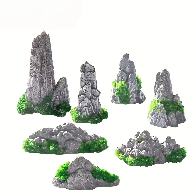 Image of 7pcs Miniature Decoration Micro Zen Decoration, 7 Resin Bonsai Decoration Additions Mini Bonsai Figurines, Decorative Flower Pots, Fish Tank Decoration Theme Ornaments [no Electricity Required]