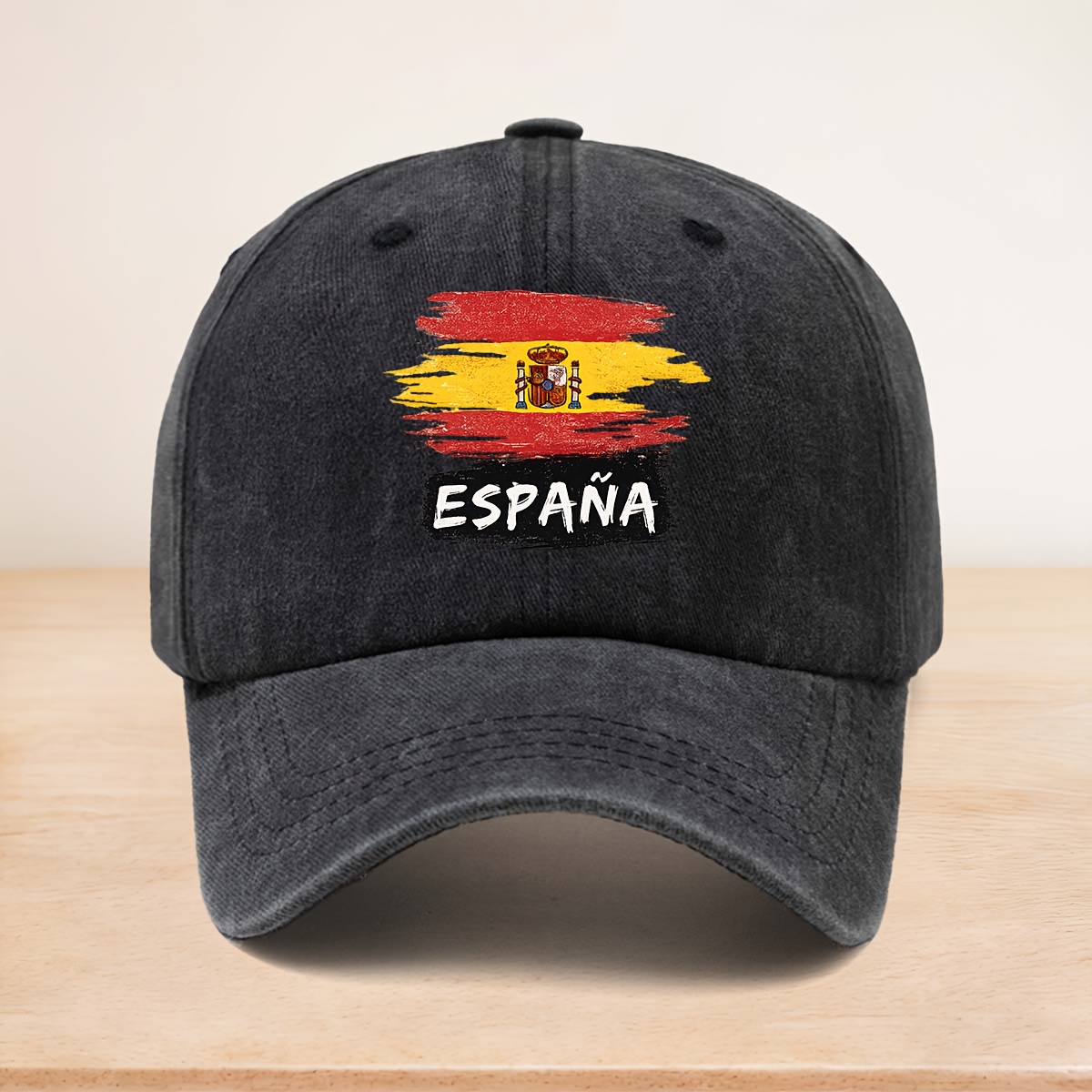 TEMU Gorra de béisbol vintage con gráficos de y texto "ESPAÑA", un sombrero unisex para vacaciones al con estilo hip-hop callejero. Adecuada para
