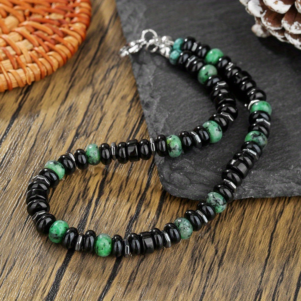 Men's Natural Turquoise Beaded Anklet - Beach Casual