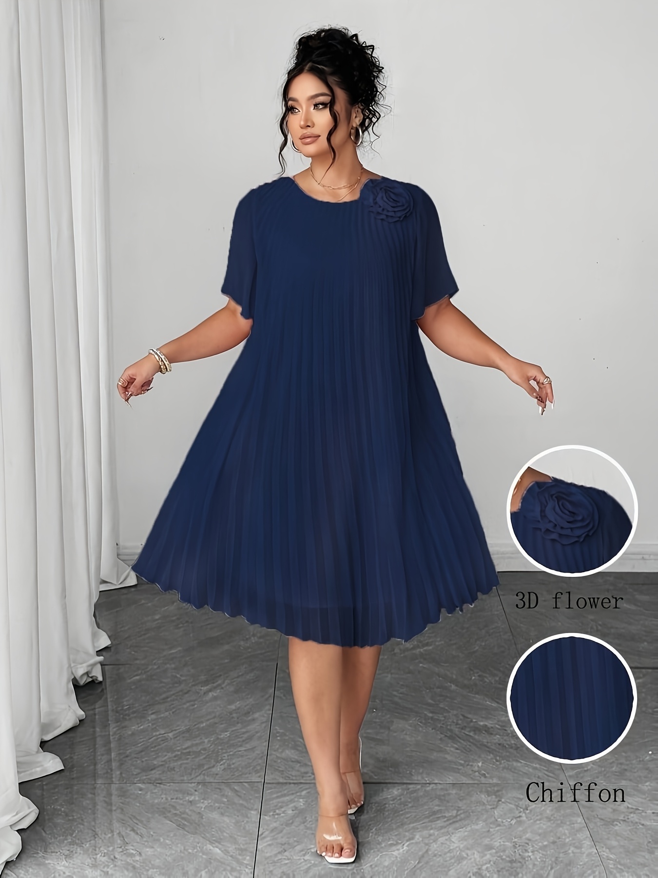 navy blue dress malaysia Malaysia Modest A-Line Floor Length Chiffon Formal Dresses, Navy Blue
