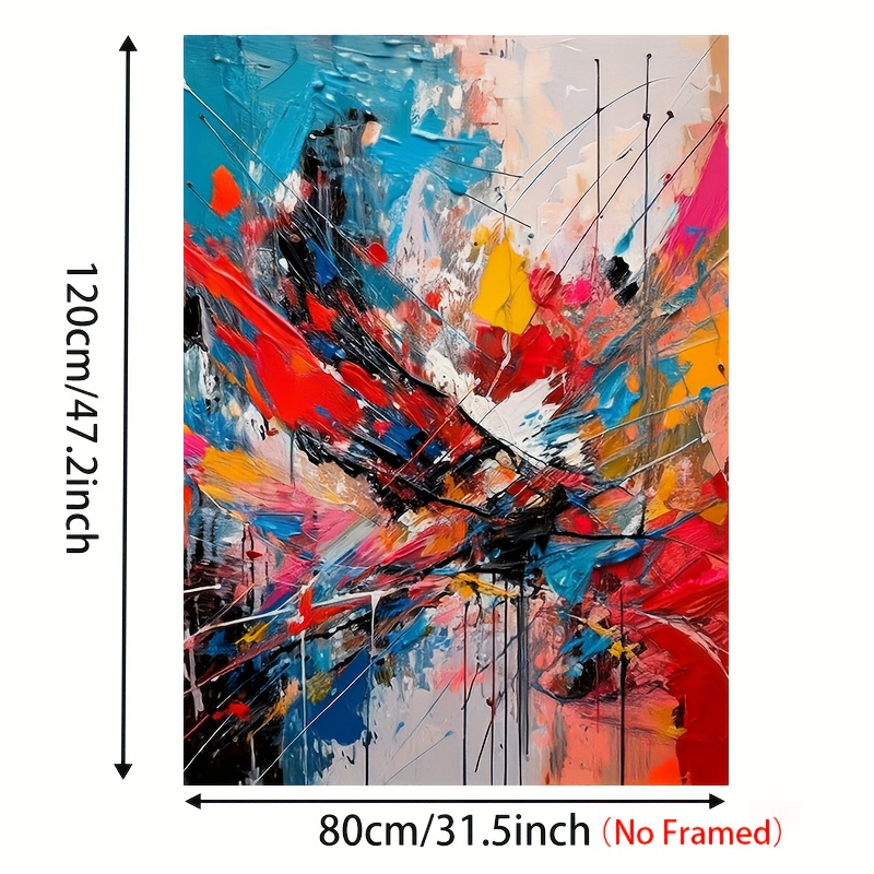 TEMU 2d Flat, 2d Flat, 2d/flat, 1pc Abstract Colorful Oil Painting Artwork Frameless Decorative Canvas, Large Size Canvas Art Print, Living Room Wall