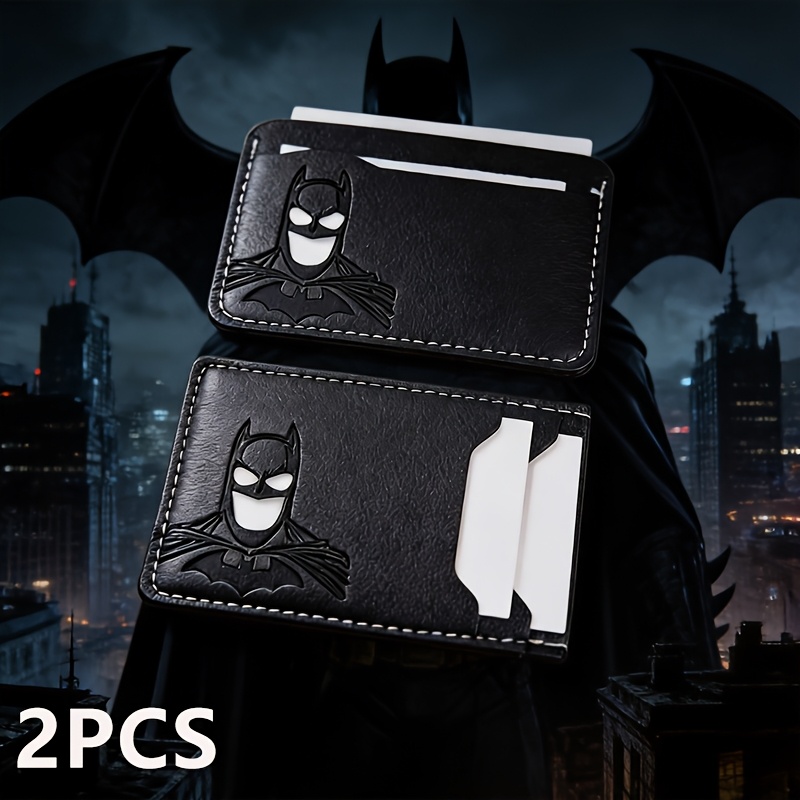 TEMU 2pcs Batman Wallet, Men's Credit Card Holder, Batman Hero Id Holder, Multi-card Slot License Holder, Short Minimalist Card Case, Compact And