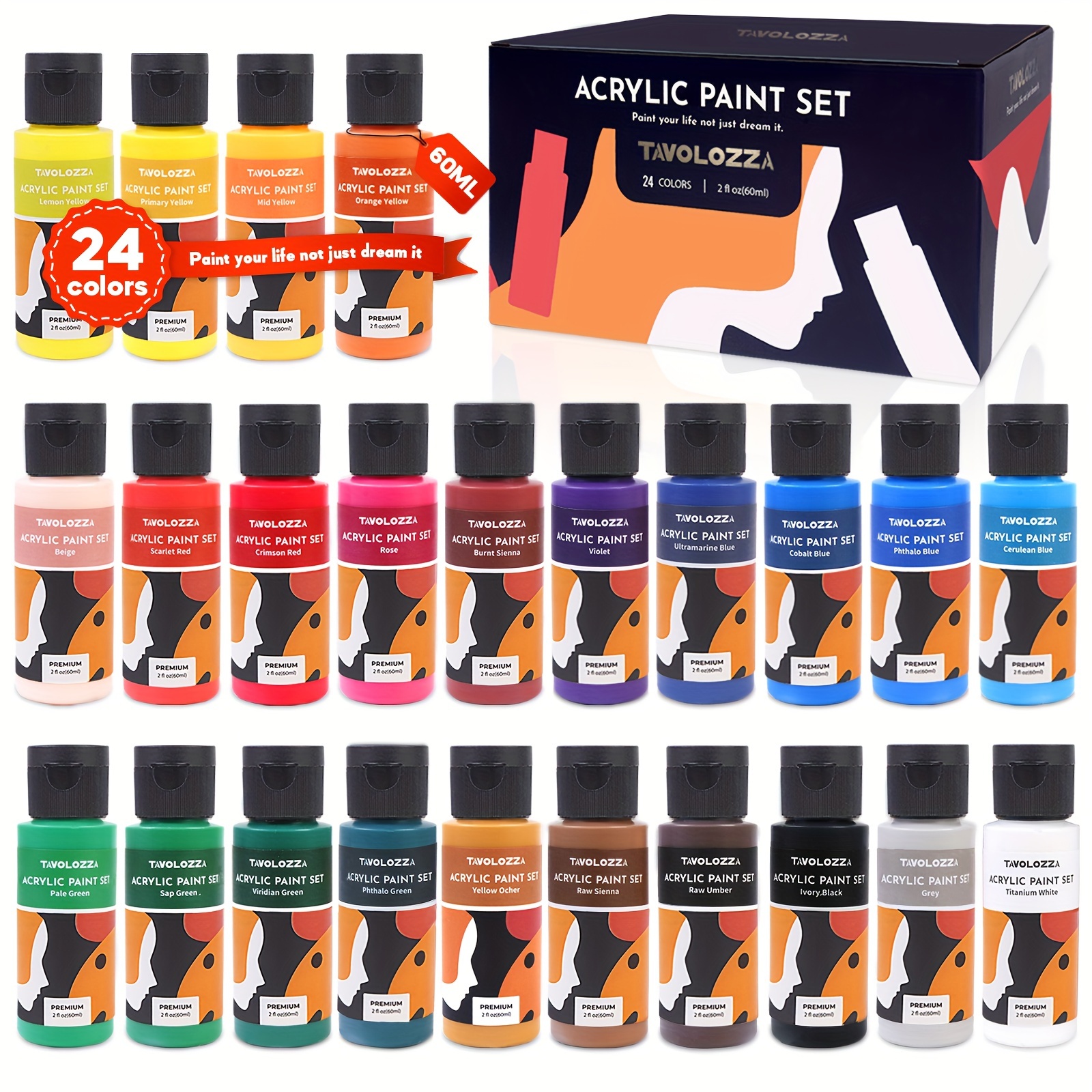 

Art , Set Of 24 (60ml/), Non-toxic, , Set For , , Stone, Wood. Art Supplies For Artists, , Adults.