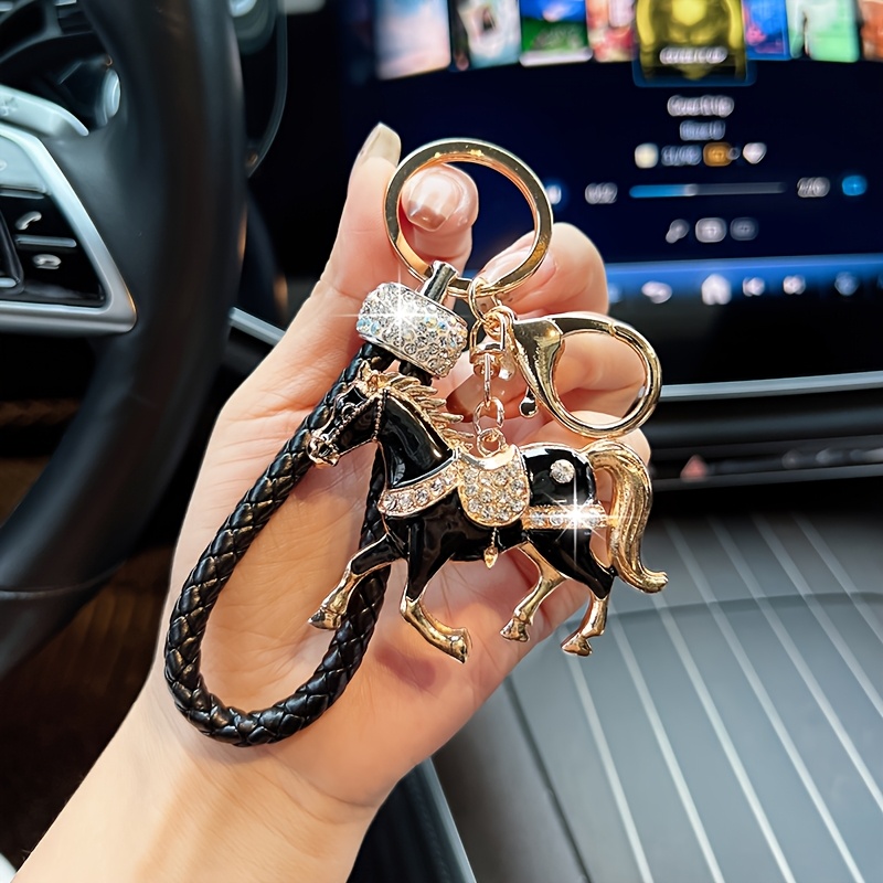TEMU Portachiavi con Strass Cavallo, Pendente Animale Cartoon per Borsa, Charm per Chiavi Auto, Regalo di Successo per a Tema Cavallo