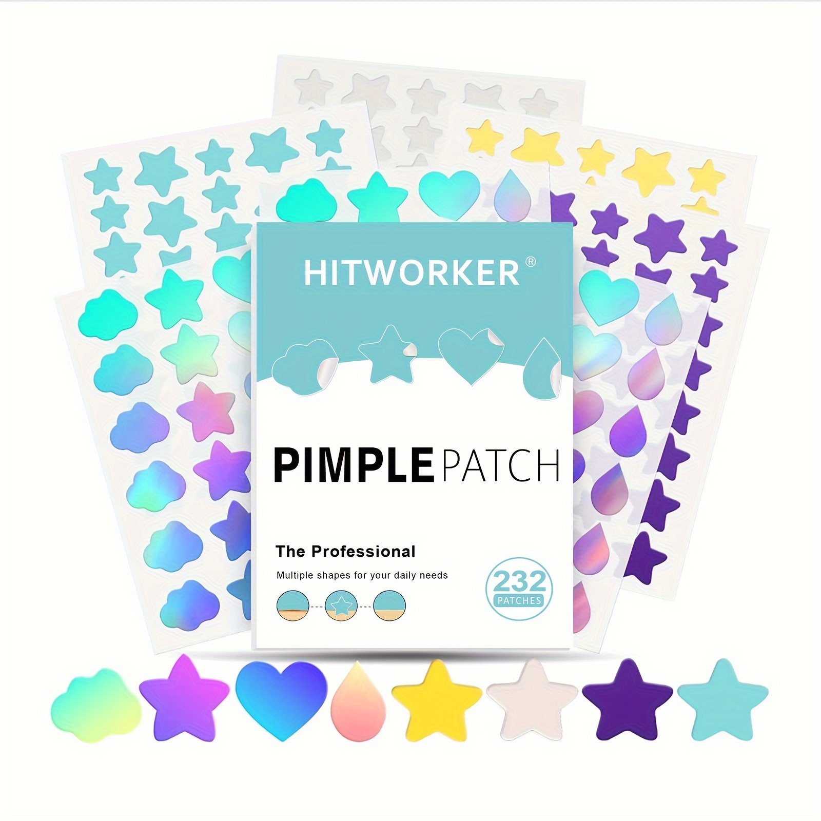 232 Stickers Pimple Patch, 4 Size Hydrocolloid Patches For Blemishes And Zits Cover, Waterproof Invisible Spot Stickers For Face And Body