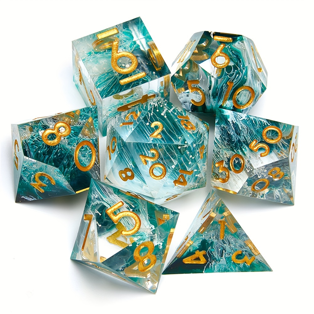 

Polyhedral Dice Resin D And D Dice Set Suitable For Role Playing Chessboard And Table Games 7 Pieces Holiday Party Supplies Birthday Gift Decorative Accessories