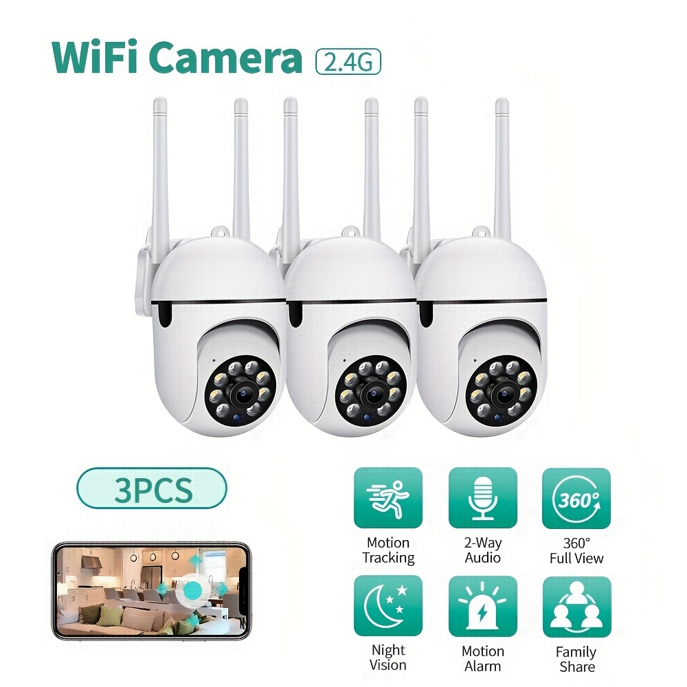 3pcs security camera, wifi camera icam365 app, wireless