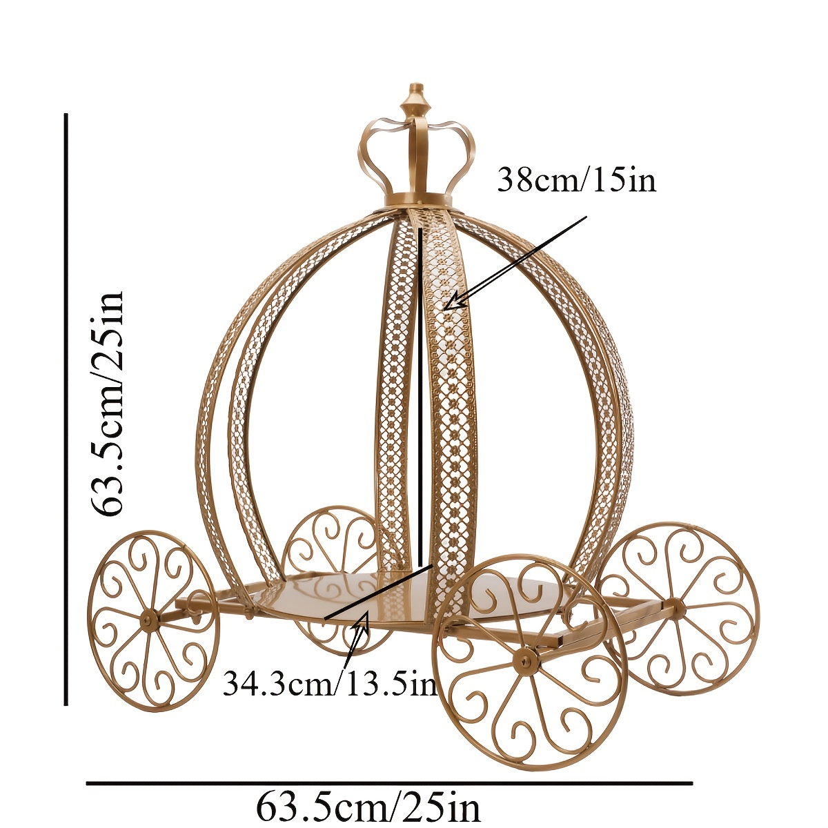 25" Pumpkin Cake Stand -giant Metal Centerpiece For Weddings, Bridal Showers & Parties | Decor With Golden Accents & Storage Rack