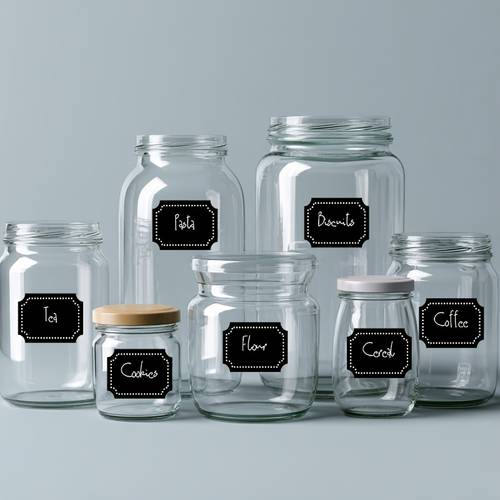 1 decorativa de armazenamento em inglês com de e , layout regular e requintado, distinguir vários ingredientes armazenados, colar na parede externa recipientes de armazenamento, conveniente para a rápida conteúdos