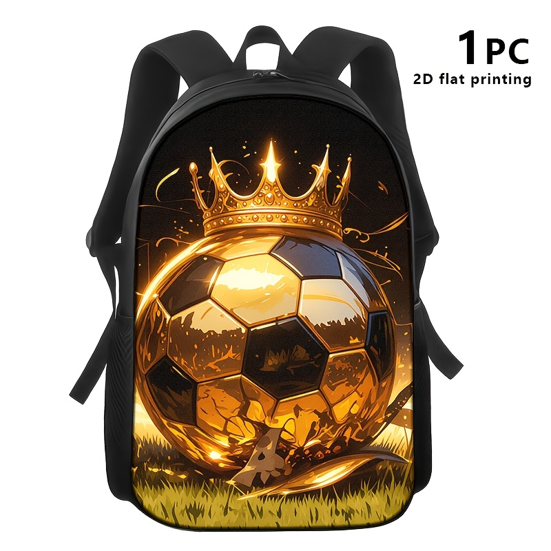 TEMU Printed Design-not Textured 1/2/3pcs Luxurious Soccer Themed Backpack Suitable For Adults Pursuing , Ideal For Daily , Gym, Travel. 2d Printed