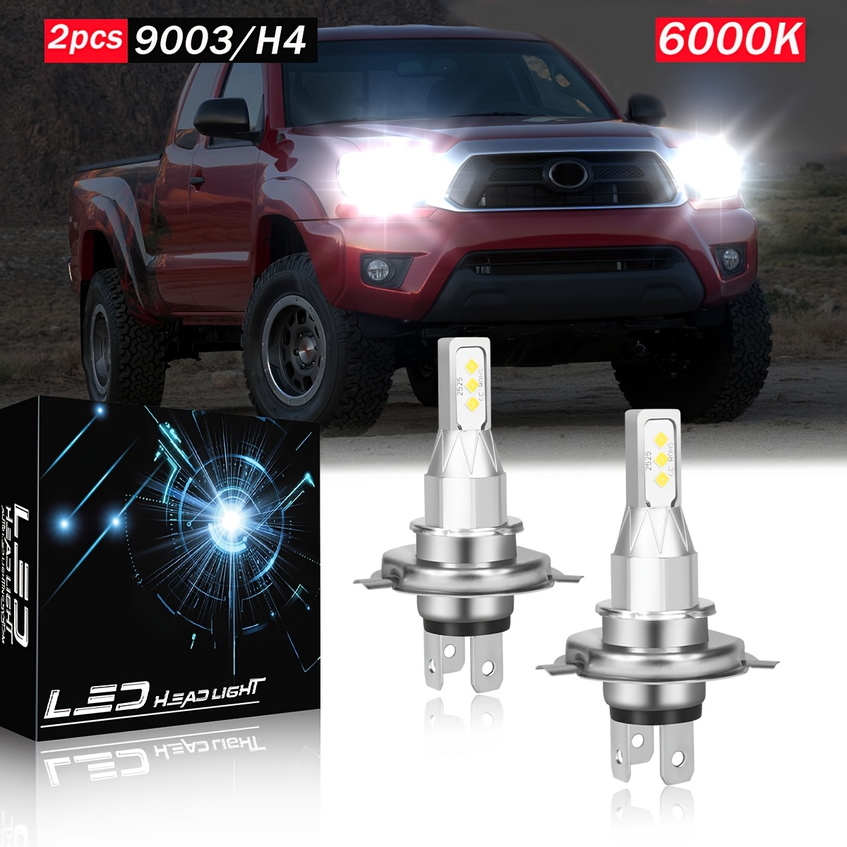 

2pcs, For Toyota Tacoma 1998-2015 Led Headlight Bulbs 9003/h4