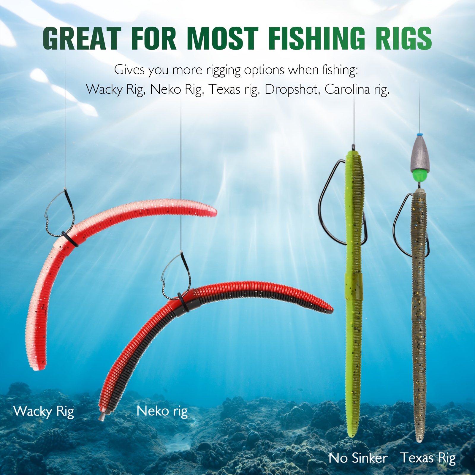  FONMANG Wacky Worms Bass Fishing Lure,Soft Plastic