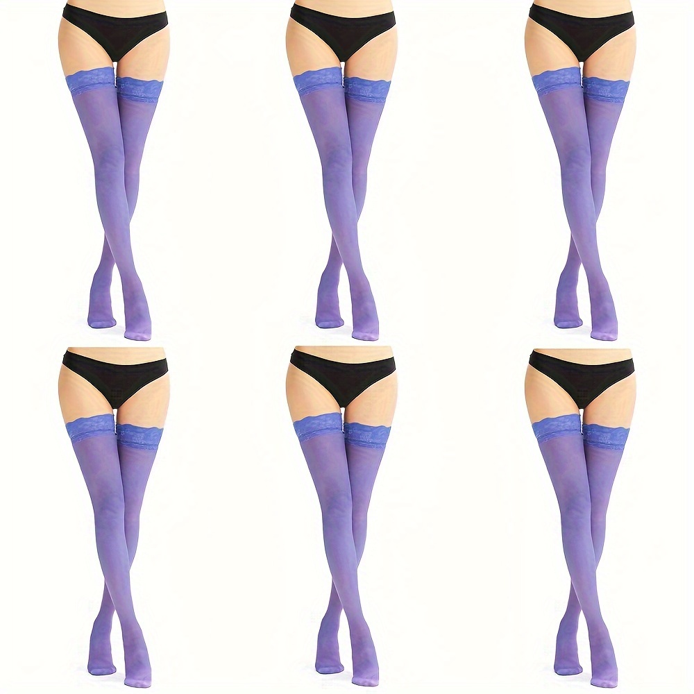 Lace Thigh High Stockings Floral Lace Trim Mesh Knee Socks - Temu