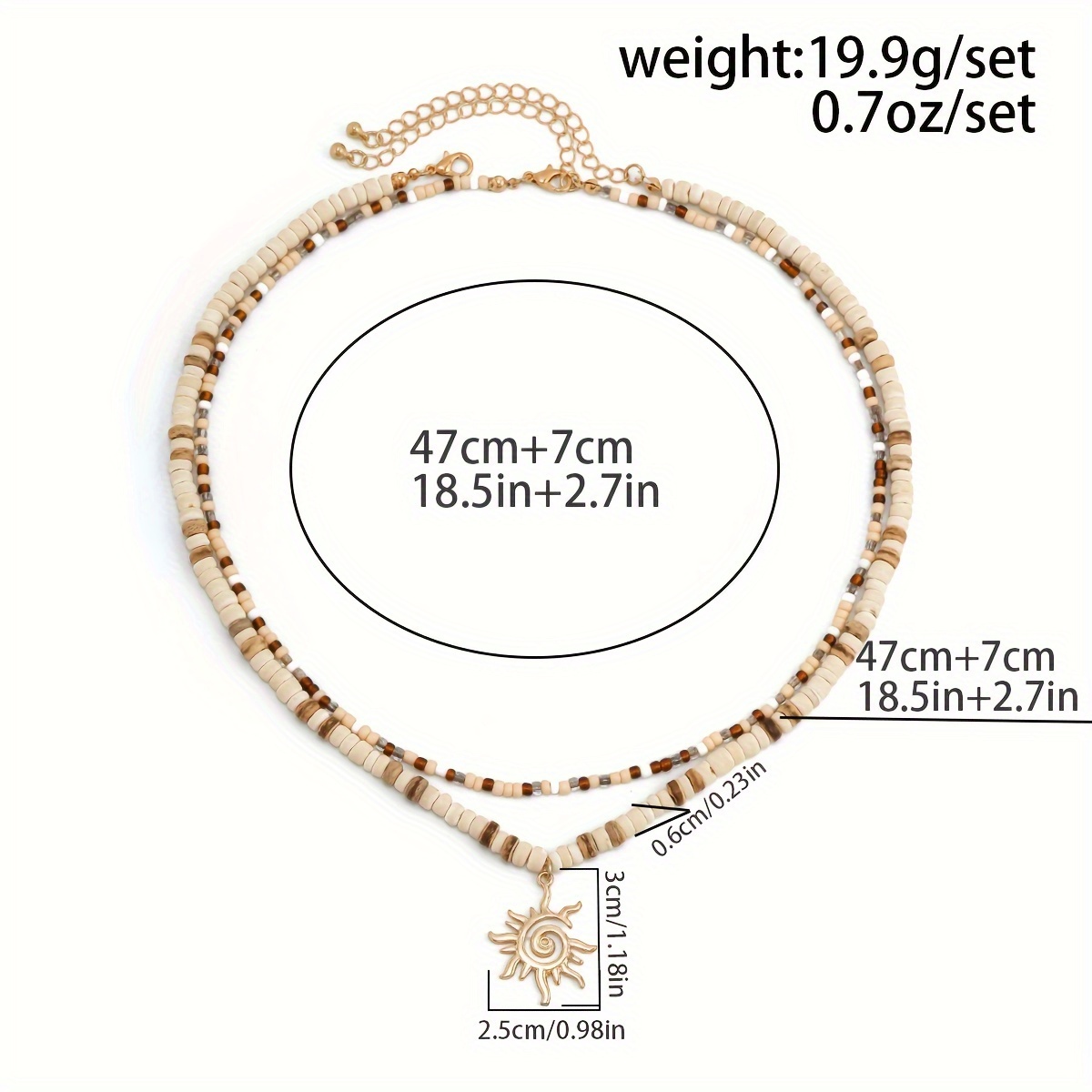Boho Wooden Bead Necklaces Set of 2, Unisex