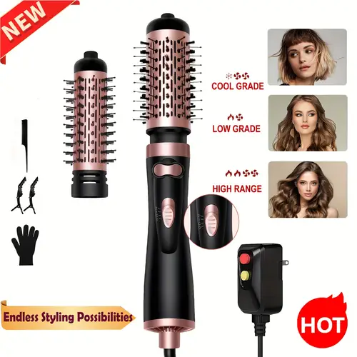 2 in 1 automatic rotating hot curling iron built in comb for smooth straight curly styles hair us plug