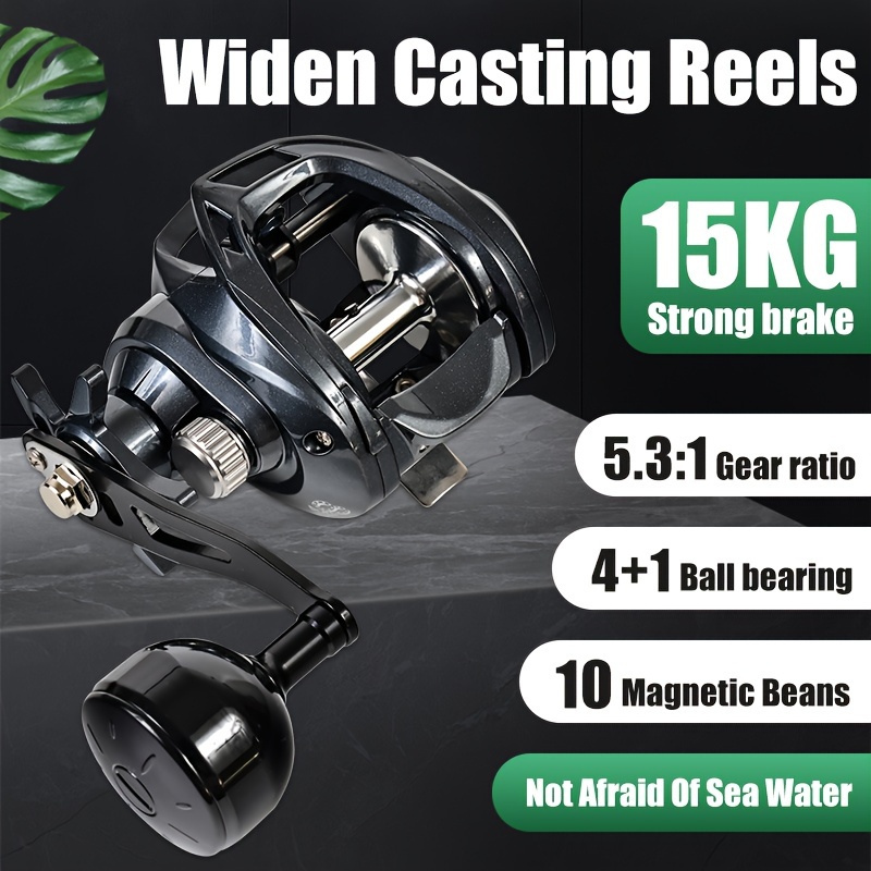 1pc 5.3:1 Gear Ratio Aluminum Alloy Fishing Reel, Long-range Casting  Baitcasting Reel, With 33.07LB Brake Force, Fishing Tackle For Sea Fishing