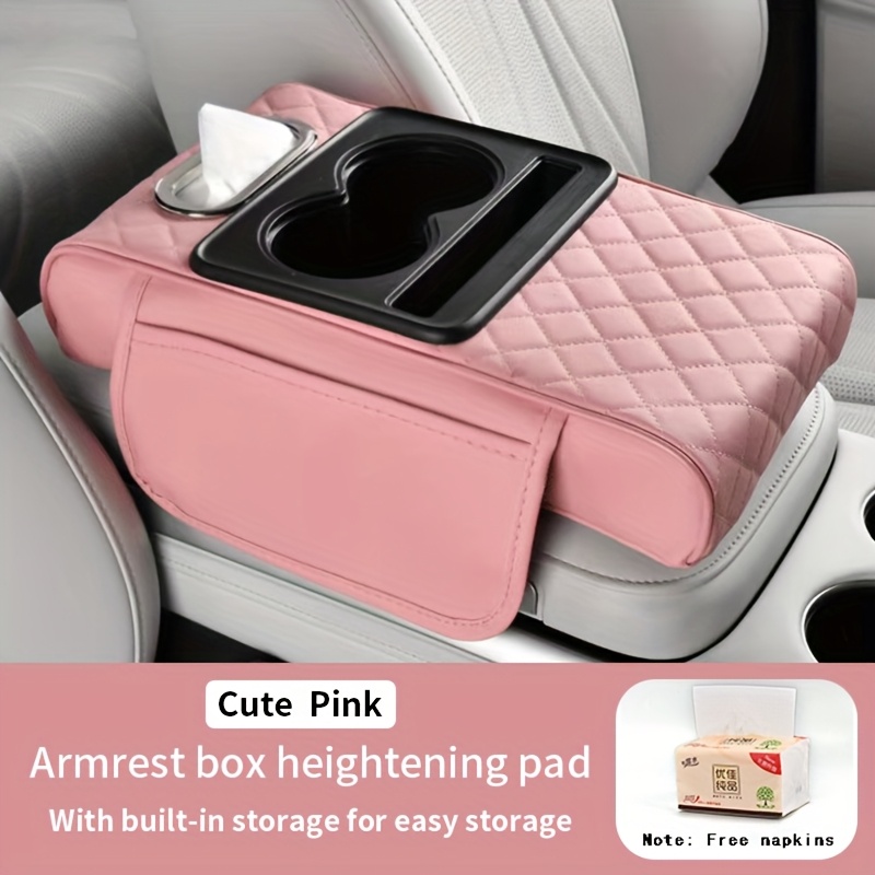 universal car armrest box cover 2 side pockets 2 cup holders - Temu