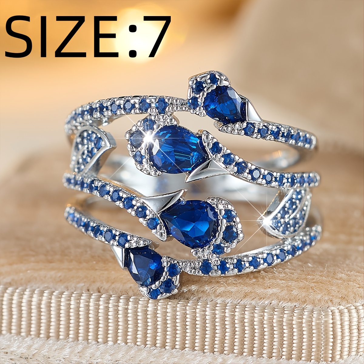 Unisex Copper Geometric Teardrop Design Zirconia Ring