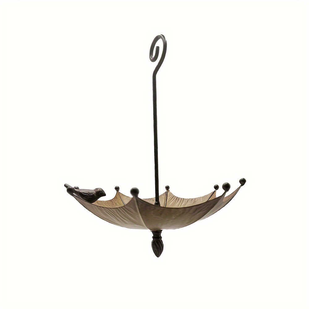 1pc Outdoor Hanging Bird Feeder Tray, Umbrella-Shaped Metal Bird Bath, No-Electricity Garden Decor, Spring/Summer Bird Food Dish for Backyard, Patio, Yard Decoration