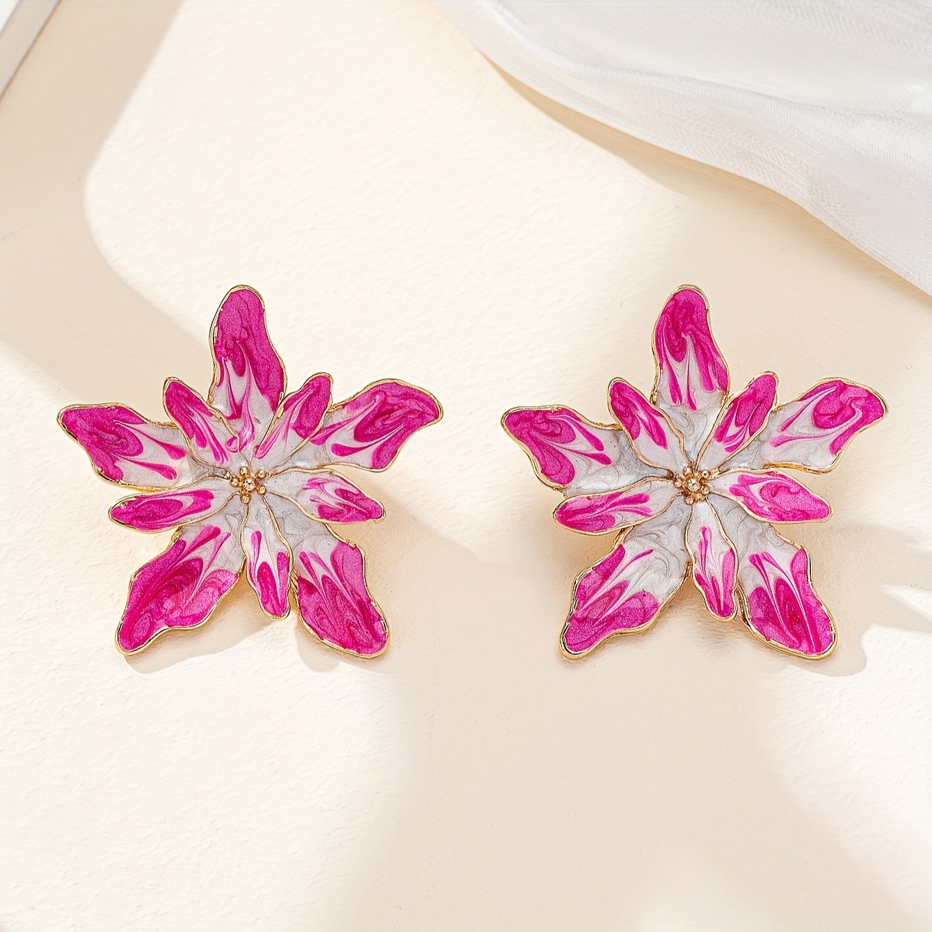 Vintage Bohemian Double Layer Floral Earrings Red & Blooms