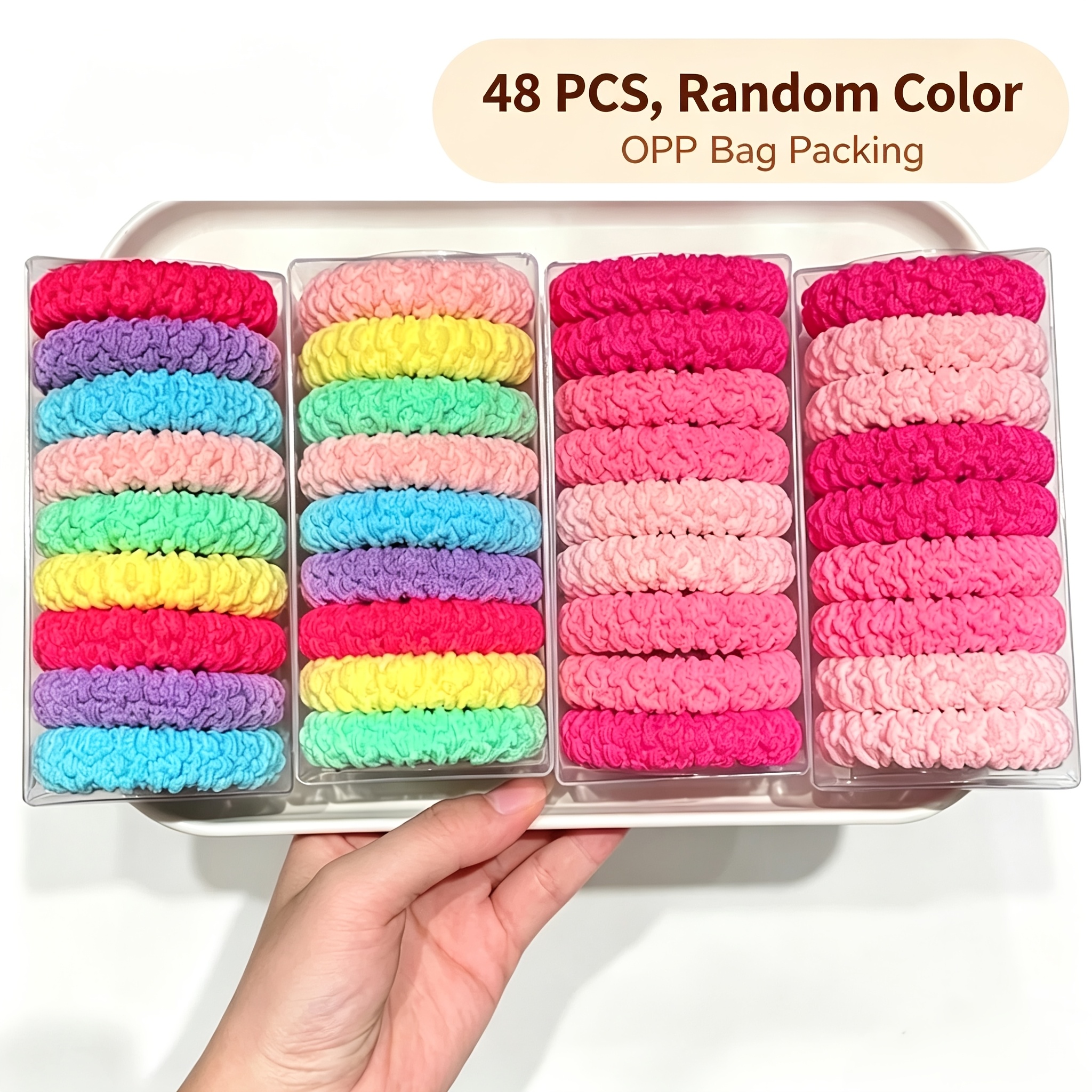TEMU 48pcs Random Colors Thickened Hair Additions Hair Ties Hair Bands Headbands Ponytail High Elasticity Durable Hair Ropes