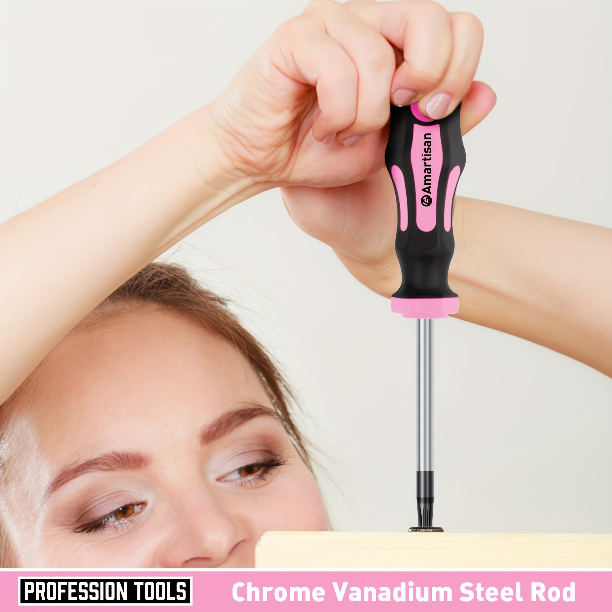 1 set of magnetic screwdrivers 5 cross and 5 slotted professional buffer handle screwdrivers and   screwdrivers pink Product details 4