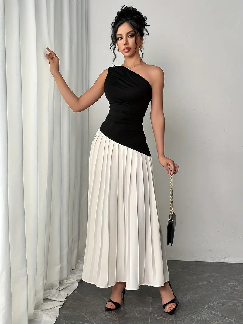 Elegant * Asymmetrical Neckline Maxi Dress - Chic Mock Neck, Sleeveless, High-Low Hem, Stretchy Polyester Blend for Women * Spring/Summer/Fall, Cute Dress Elegant * Asymmetrical Neckline Maxi Dress - Chic Mock Neck, Sleeveless, High-Low Hem, Stretchy Polyester Blend for Women * Spring/Summer/Fall, Cute Dress