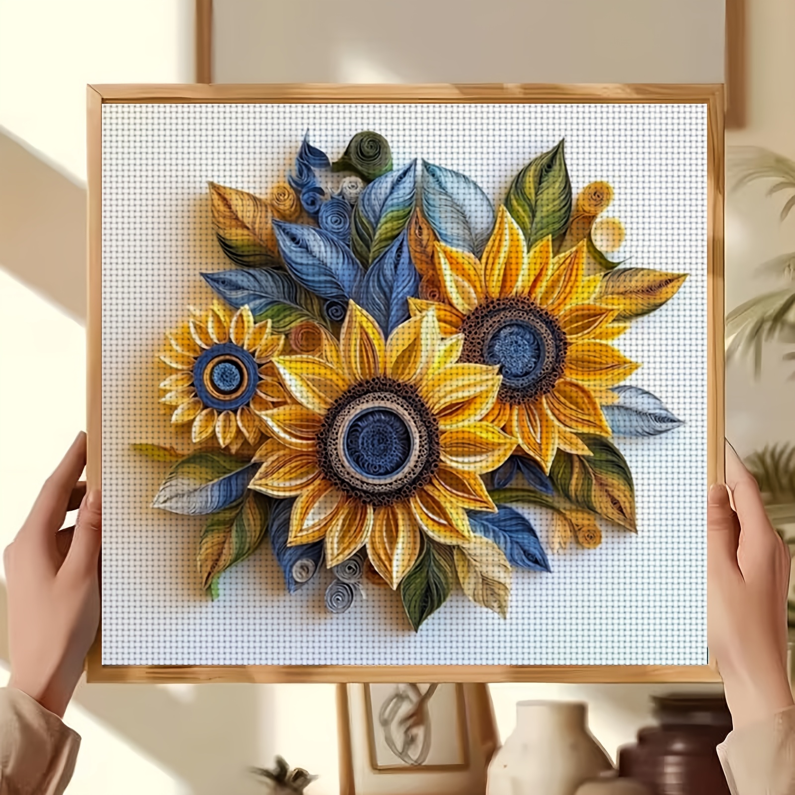 Quilled Sunflower Decoration Cross-Stitch Kit for Beginners