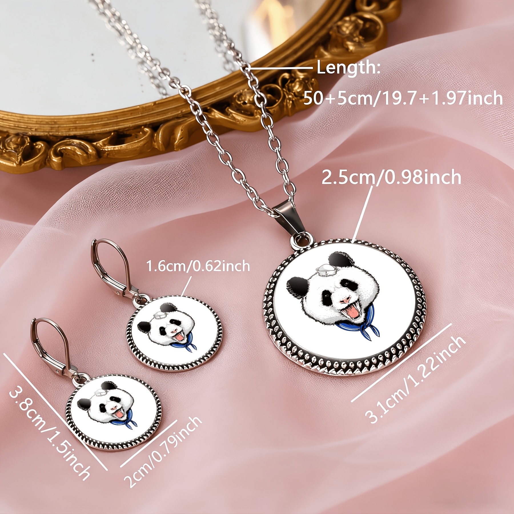 3pc Cartoon Design Necklace & Earrings Set, Fun Style
