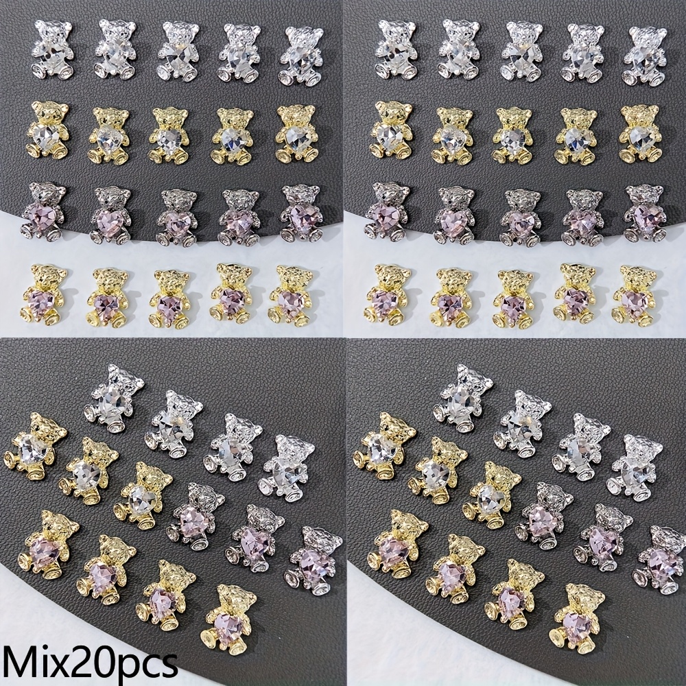 Image of Mix20pcs Love Heart Cute Nail Jewelry For S Nail Art Supplies Suitable For Decorate Nails Shoes Clothes Bags Crafts Mobile Phone Cases
