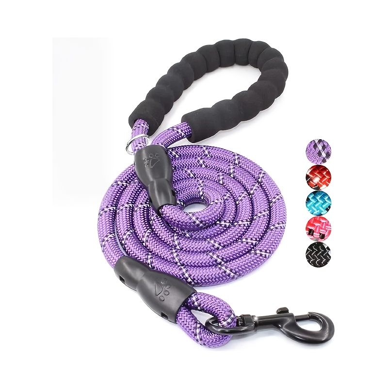 Dog Leash with Padded Handle and Reflective Threads for Small to Large Dogs, 4.11 ft, Multiple Colors