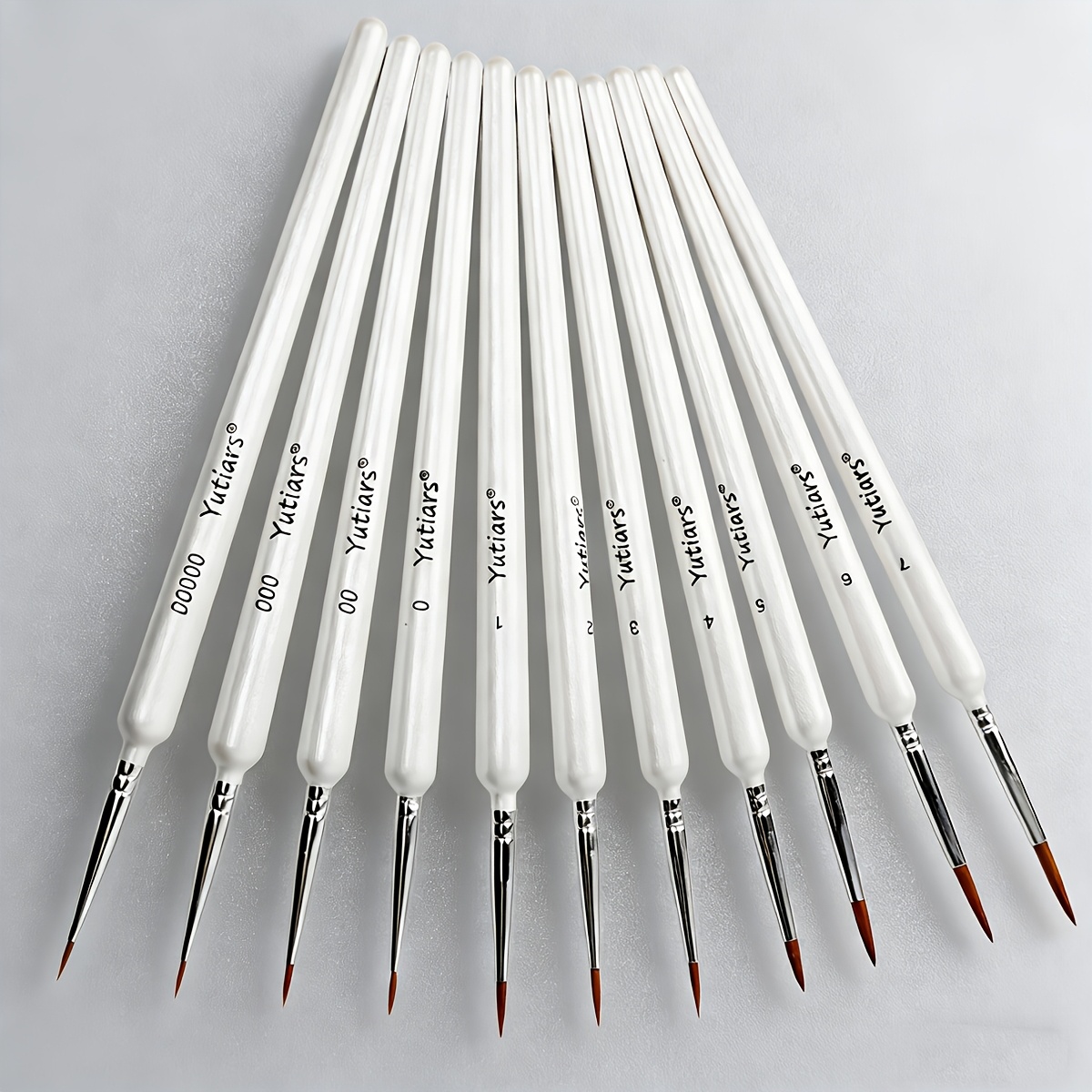 Image of Set Of 11 Sturdy Micro Paintbrushes Ideal For Acrylics, Oils, Watercolors, , Nail Design, Scale Model Painting, And Line Illustrations