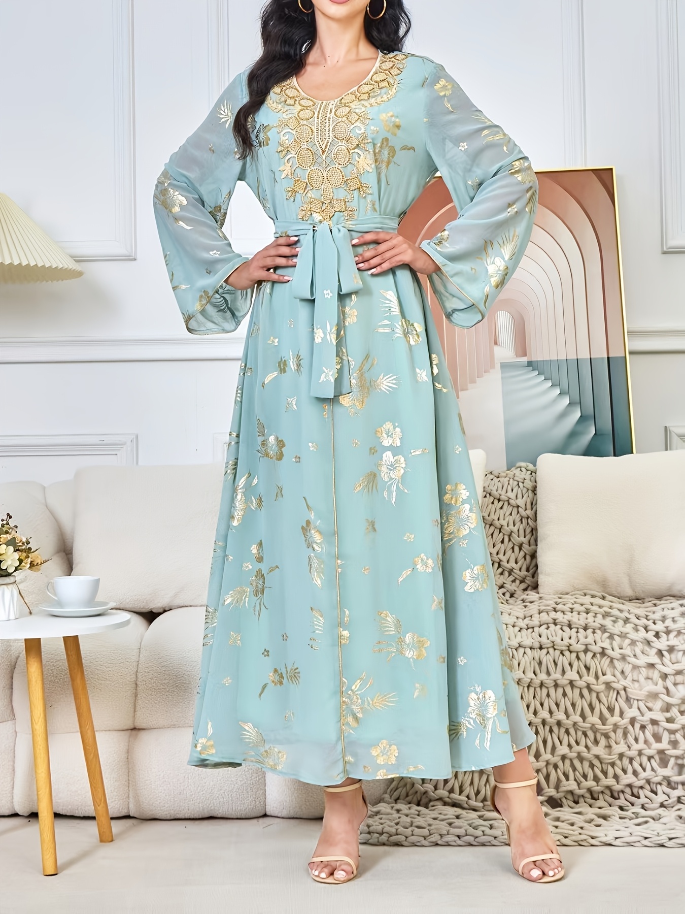 middle eastern arabic collar dress dubai womens loose - Temu Mexico