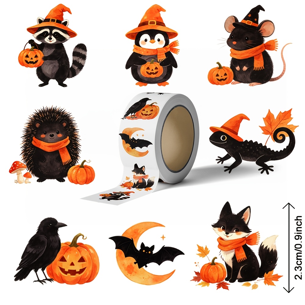 TEMU 500 Stickers/roll, Roll Packaging, Halloween Themed Stickers, Suitable For Decoration, Scrapbooking, Journals, Diaries, Stickers, Appliques, And