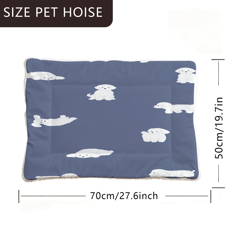 TEMU 1pc Of Dog Bed Cushion, Pet Bed Featuring A Cartoon White Puppy, Washable Dog Crate Mat Suitable For Large, Medium, And Small Dogs, Reversible