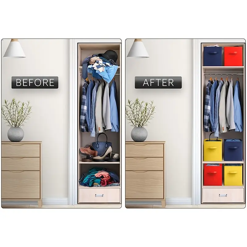 6-Pack Foldable Fabric Storage Cubes With Handles - 11"x10.5"x10.5" Organizer Bins For Closet, Toys
