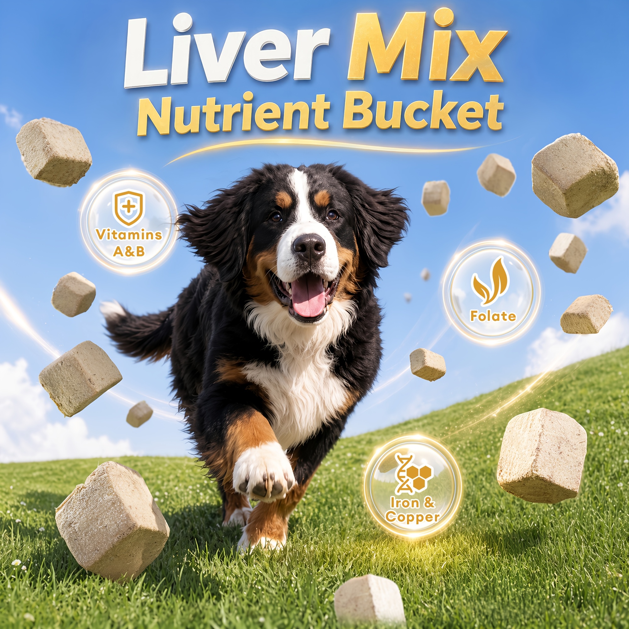   freeze dried chicken liver beef liver 3 in 1 mixed liver pet treats for dogs cats 1 1 lbs value bucket contains beef liver chicken liver chicken   source food topper ideal for training daily rewards Product details 5