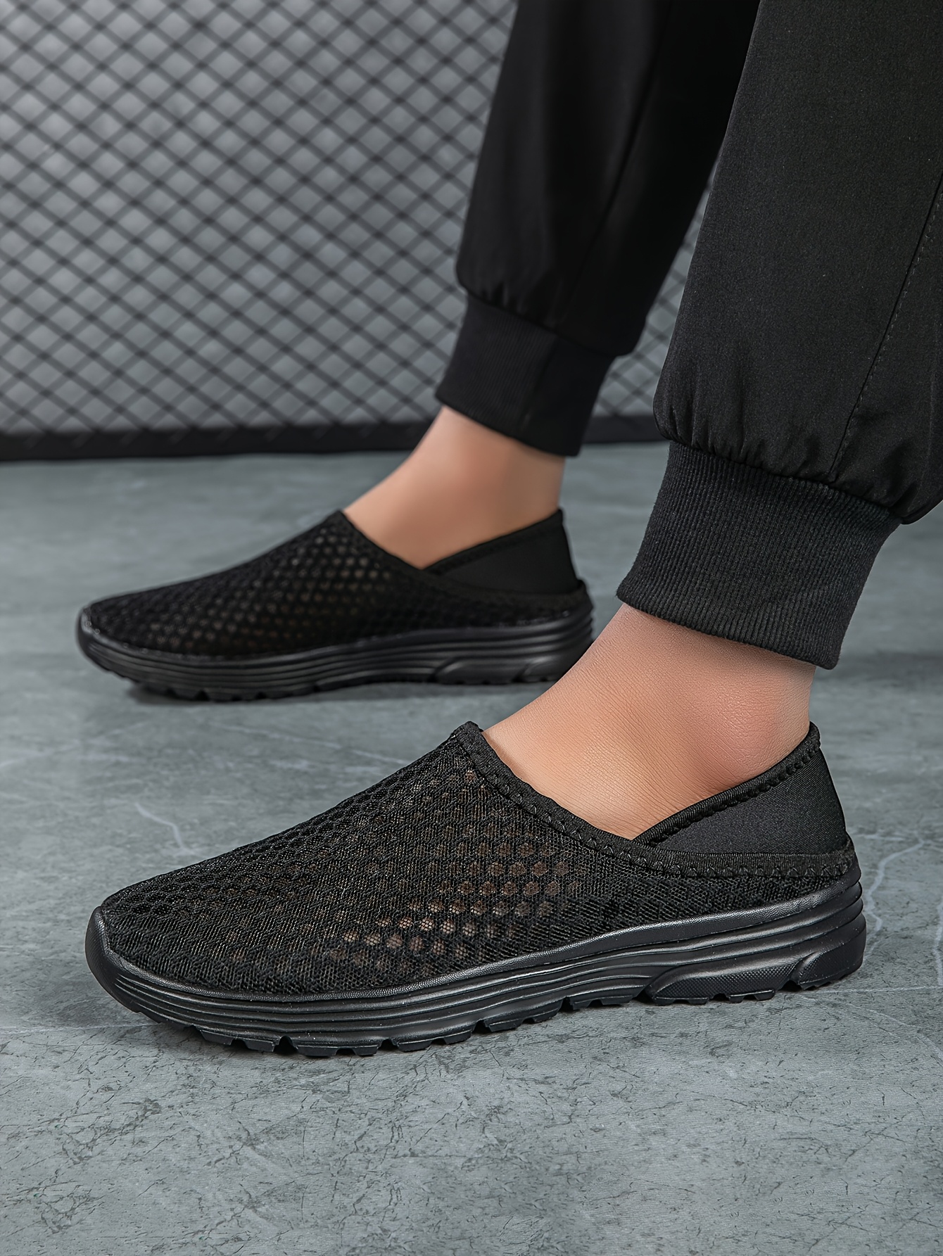 Men's Lightweight Breathable Mesh Slip-On Sneakers - Quick Dry, Comfortable Casual Shoes for Outdoor, Camping & Casual Attire, Light Blue