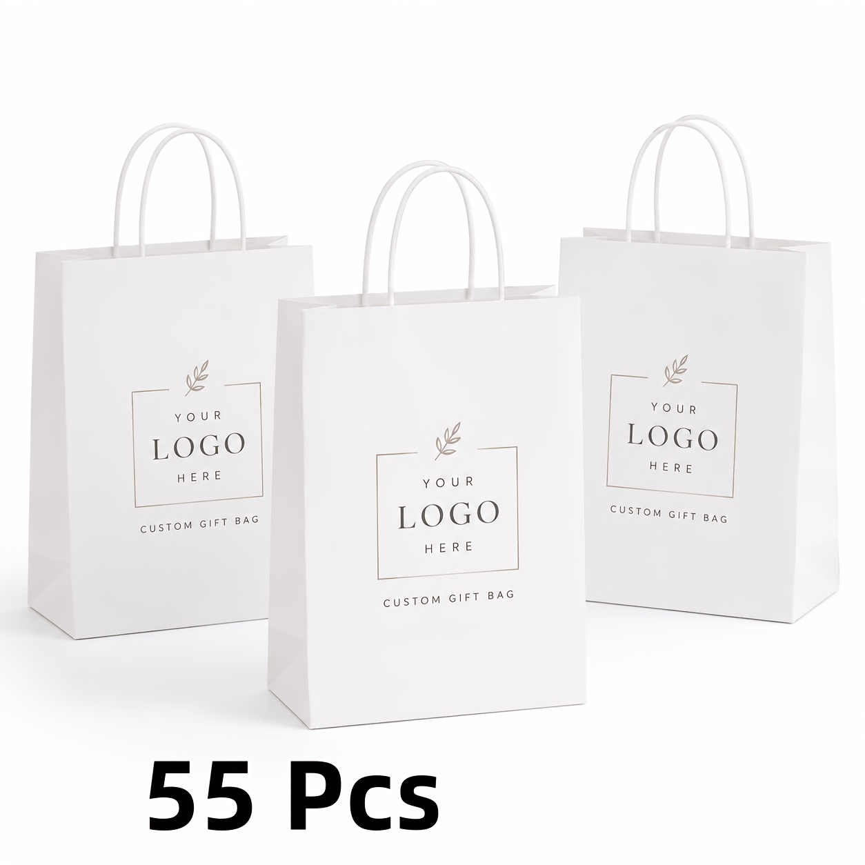 TEMU Custom Business Logo Bags: Branded White Paper Shopping Bags And Gift Carrier Bags; Personalize With , Slogan Or Graphic, 120g Durable Paper For