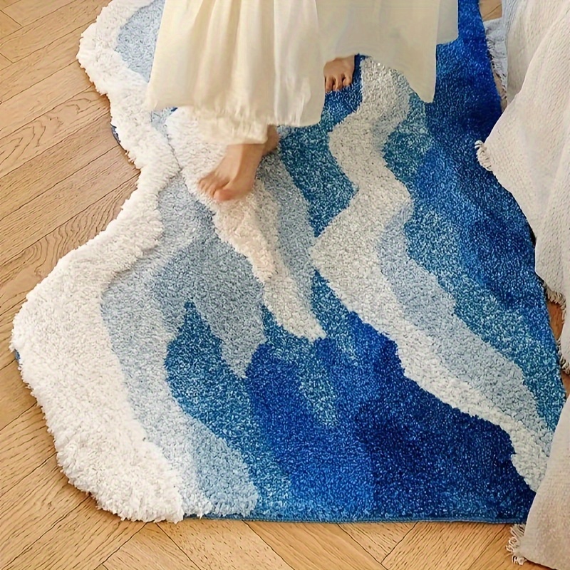 ultra   ocean wave tufted rug thick non slip tpr backing absorbent for bathroom living room decor Product details 1