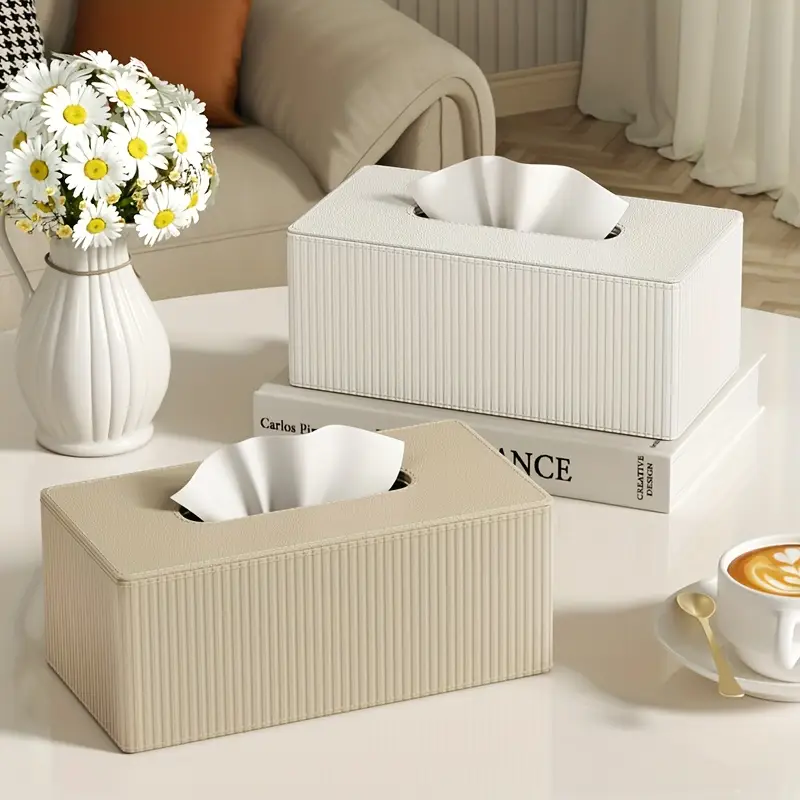 light luxury tissue box made of high quality leather material in designed with stripes to enhance space holiday gifts at home and tissue box holder square square tissue box tissue box cover large tissue holder support stripe tissue box holder tissue box holder wall mount bathroom accessory Product details 0