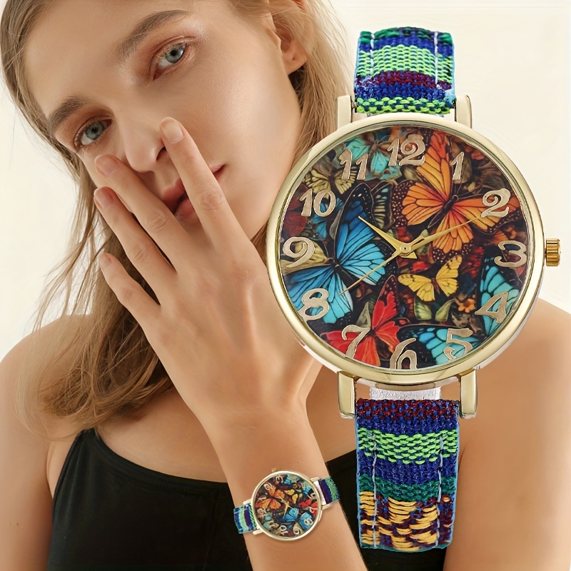 Ladies' Watch, Fashionable Vintage Style with an Old-money Ethnic Flair, Nylon Strap, an Elegant Must-have for Women, Making You the Center of Attention, the Perfect Gift for Your Girlfriend