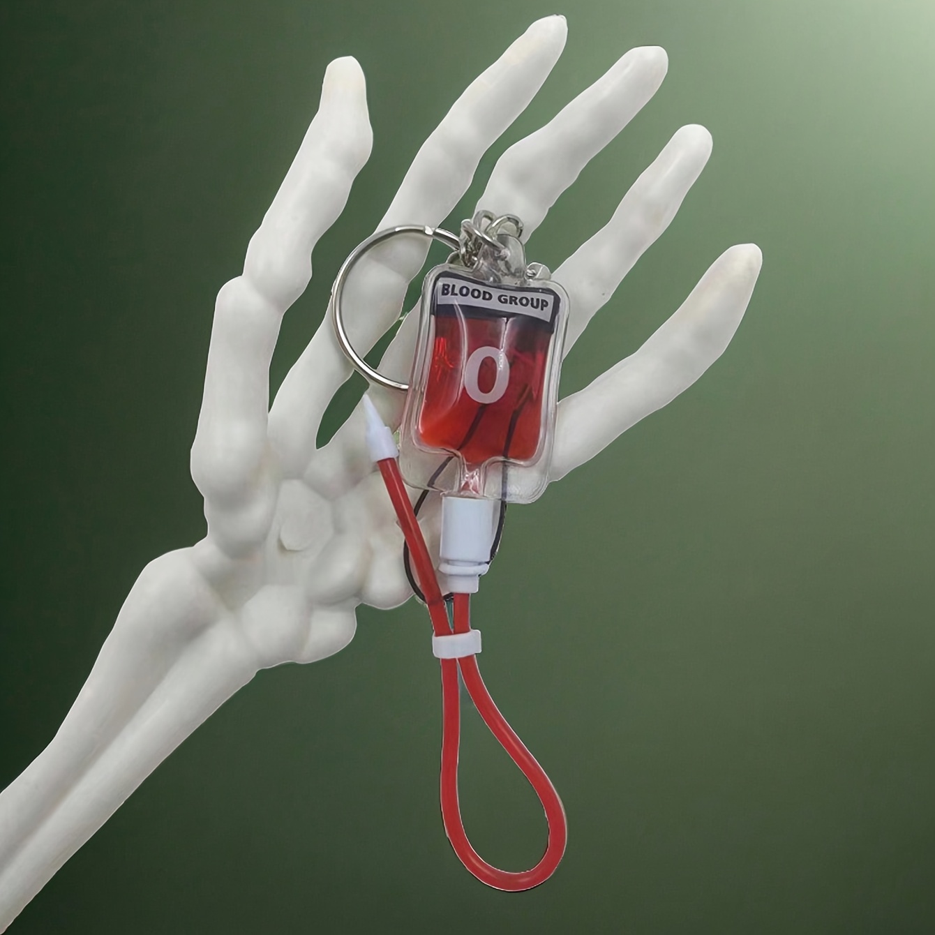 TEMU 1pc Set Red -purpose Pvc Material Halloween Keychain A-type Blood, Blood, Ab-type Blood, Blood, Small Heart-shaped Pendant Gothic Style Creative