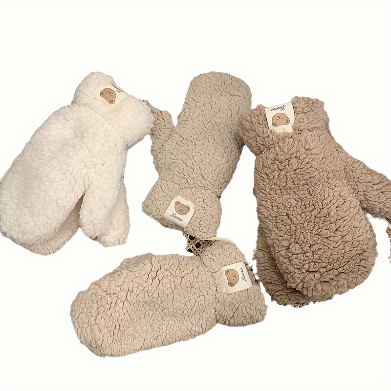 

Fleece Mittens 2- - Inelastic For , , , Washable - Gloves Bear For And