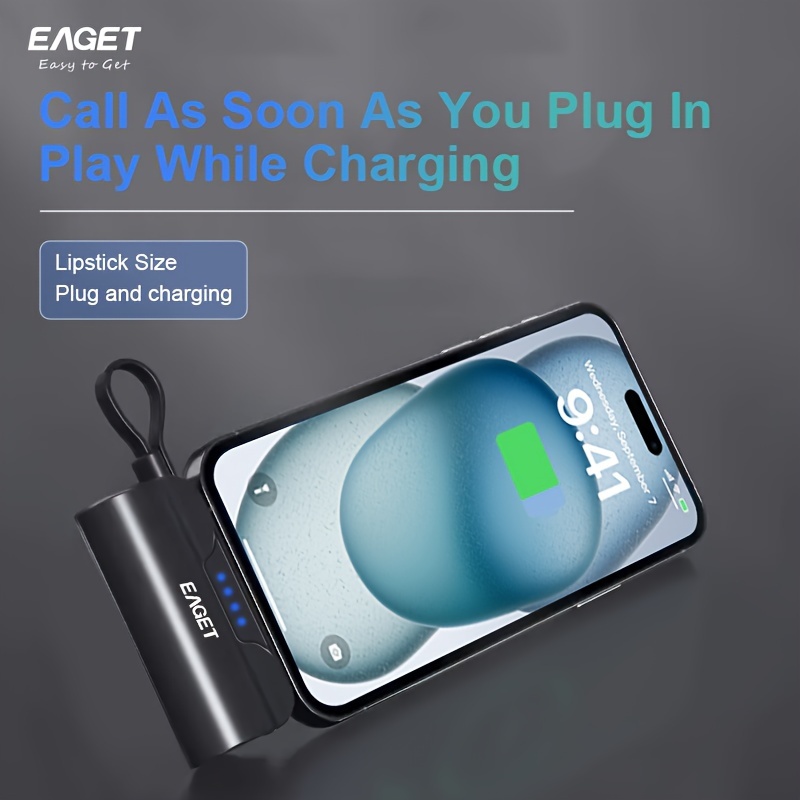 

EAGET 5000mAh Capsule Charger , Chargeur portable , compatible les téléphones iPhone /15 pro/15 //Samsung//LG, etc. (, )