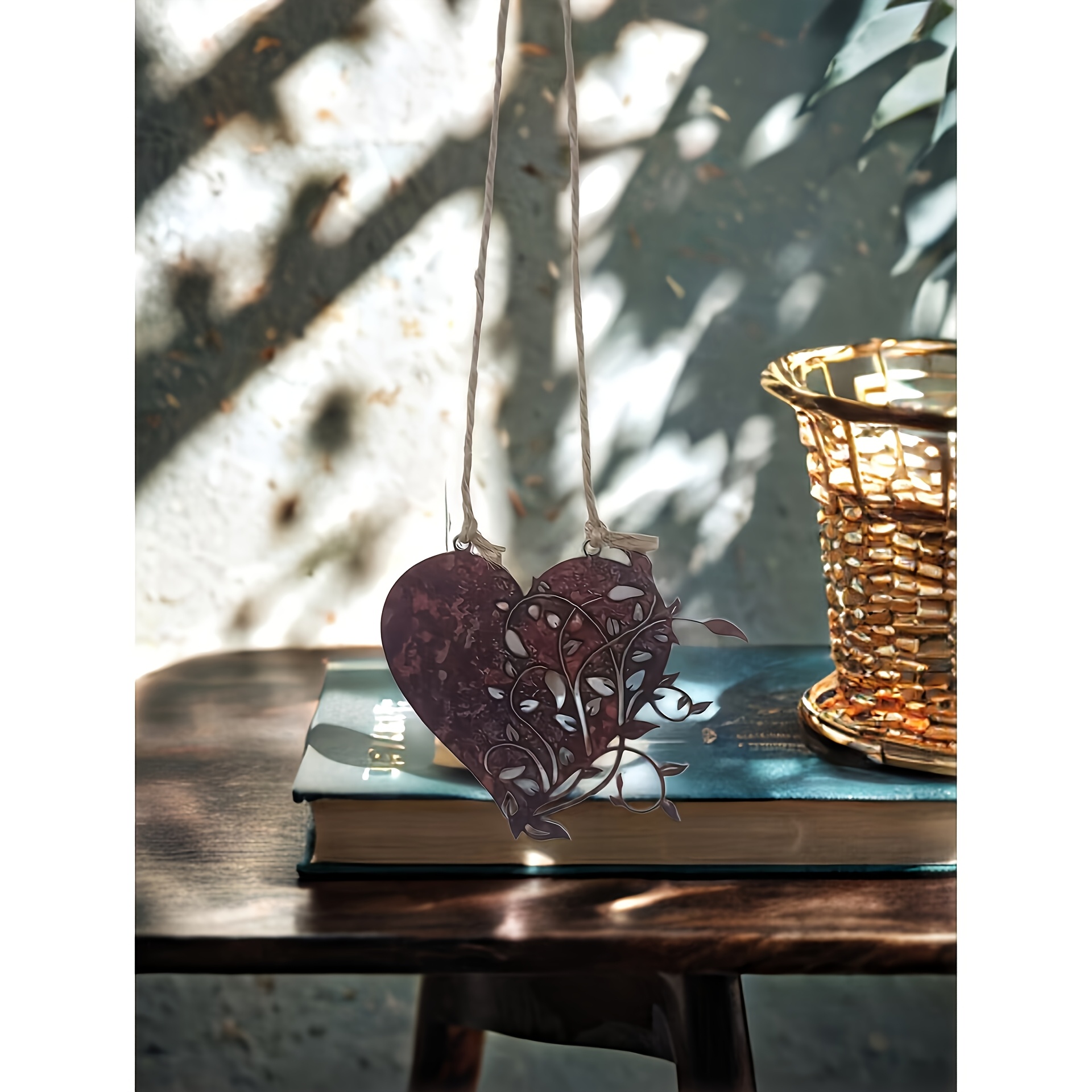 Image of 2d Flat, 1pc Heart-shaped Decoration - Rustic Style Hanging Art - Yard Decor - Outdoor Acrylic Decoration - Outdoor Art - - Heart-shaped Sign