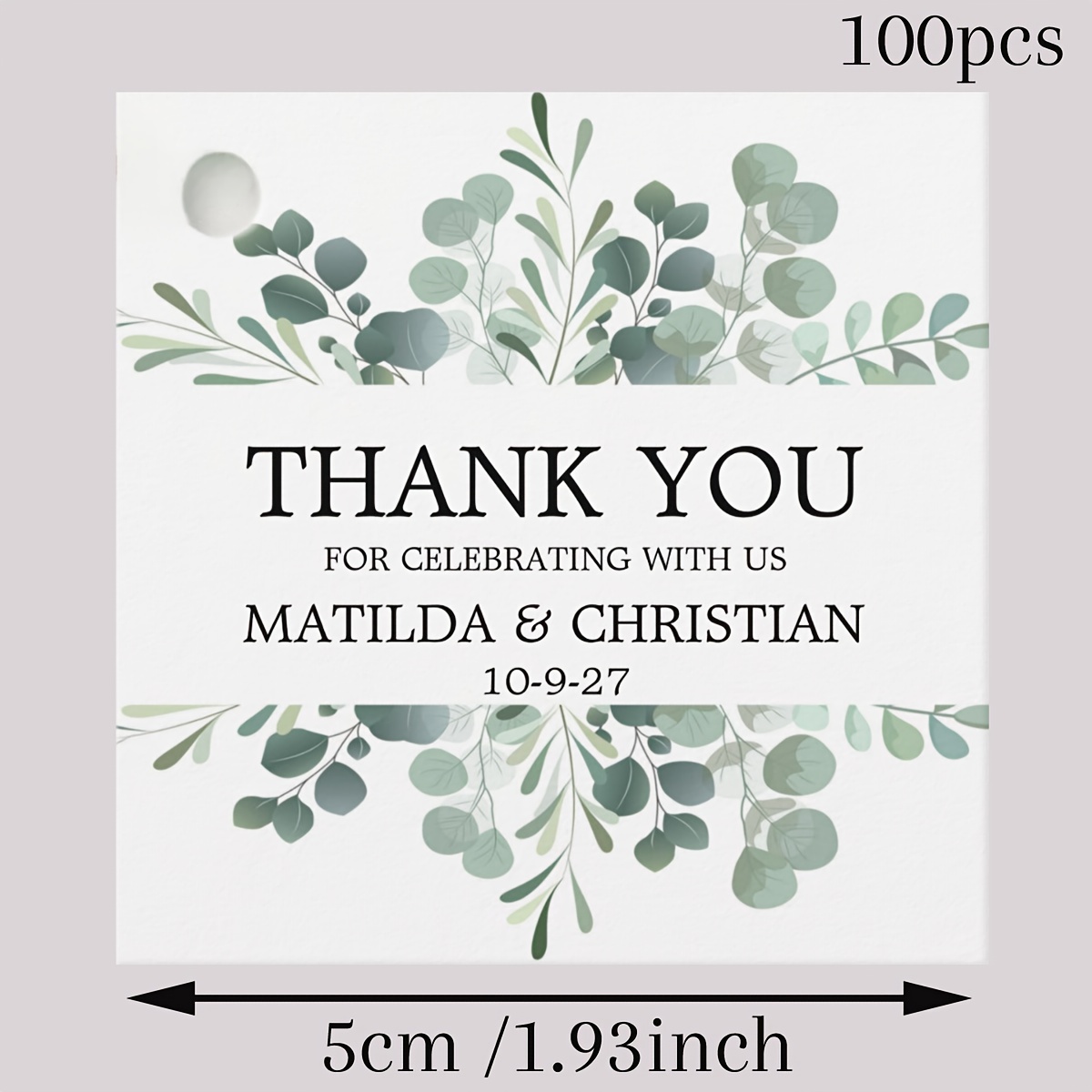 TEMU 100pcs Custom Emerald Wedding Favor Tags, Personalized Thank You Gift Cards For Weddings, Birthdays, Bridal Showers, , Gift