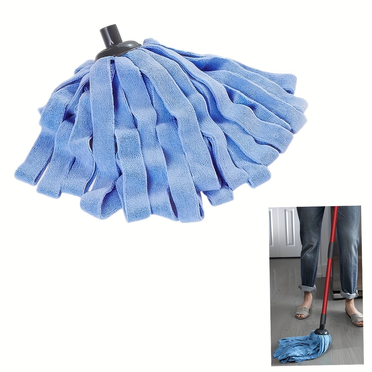 

Blue Microfiber Mop Replacement Compatible With And All Standard Us Threading Pole &0.8" Diameter Mop Handle