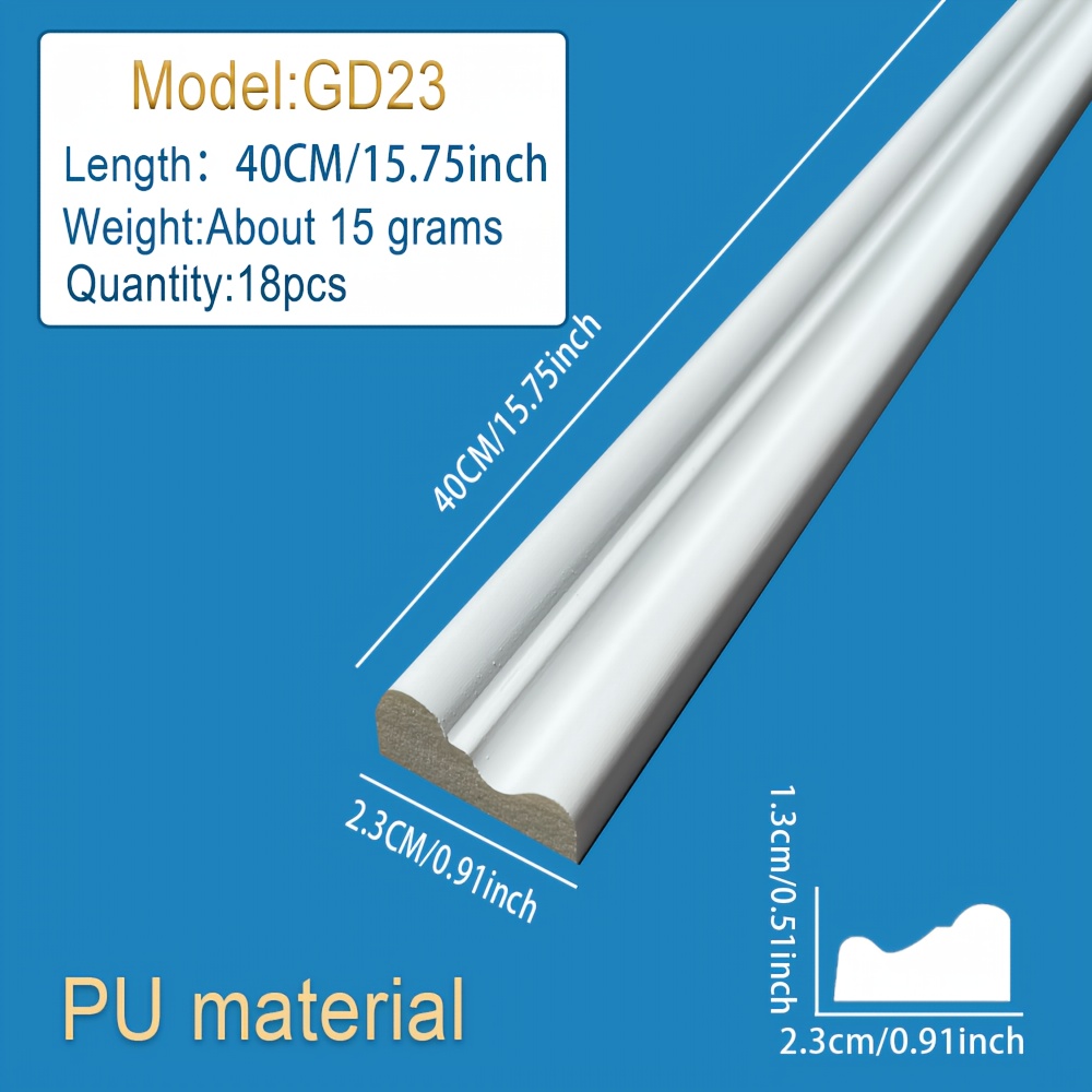 18pcs Of Pu Decorative Strips That Plaster For Wall Edges And Borders, With A Width Of 2.3 Centimeters, Designed For Background Walls And Wall Shapes