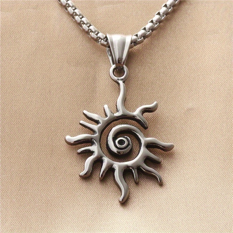 

Retro Viking Spiral Sun Pendant Necklace For Men